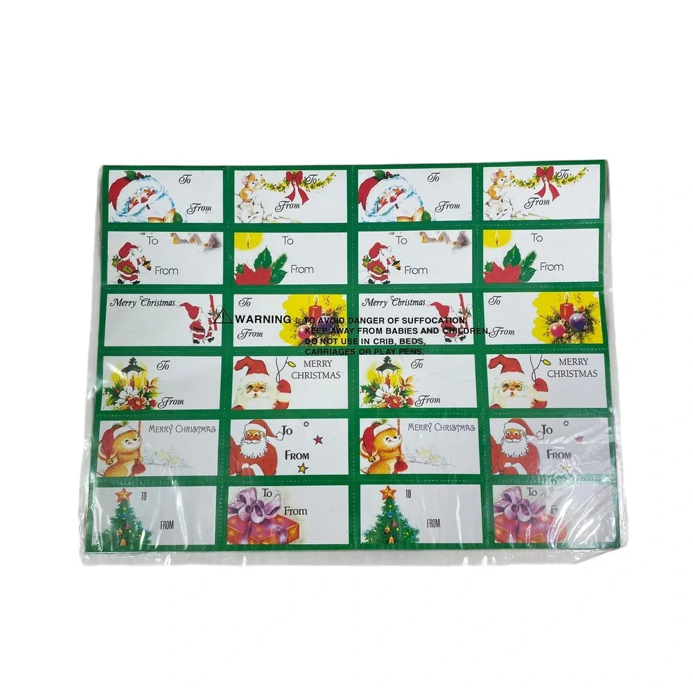 Vintage Christmas Stationery Set Santa‎ Gift Bag Card Holders Tags Stickers Lot